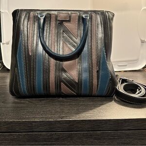 Stylish Black and Blue Women's Handbag